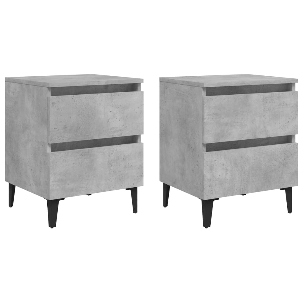 Comodini 2 pz Grigio Cemento 40x35x50 cm in Truciolato 805878