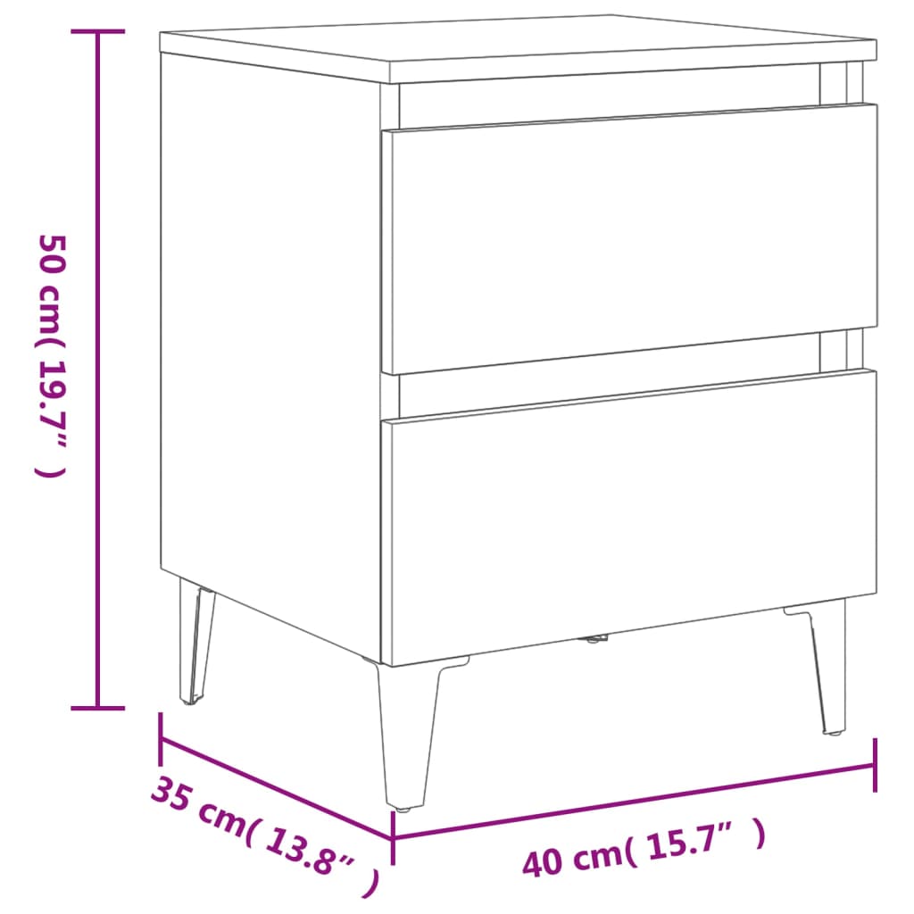 Comodini 2 pz Grigio Cemento 40x35x50 cm in Truciolato 805878