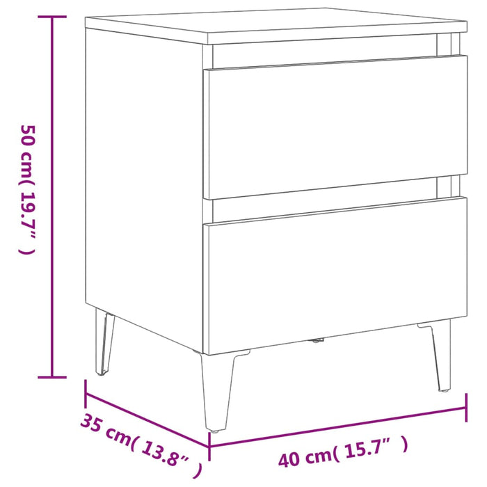 Comodini 2 pz Grigio Cemento 40x35x50 cm in Truciolato 805878