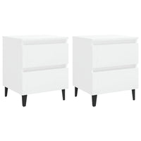 Comodini 2 pz Bianco Lucido 40x35x50 cm in Truciolato 805882