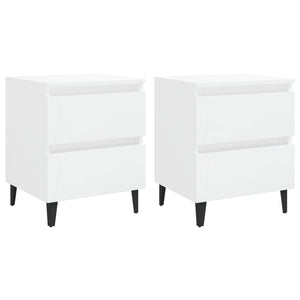 Comodini 2 pz Bianco Lucido 40x35x50 cm in Truciolato 805882