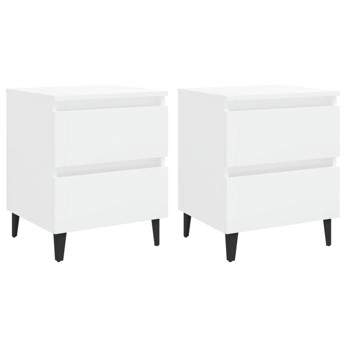 Comodini 2 pz Bianco Lucido 40x35x50 cm in Truciolato 805882