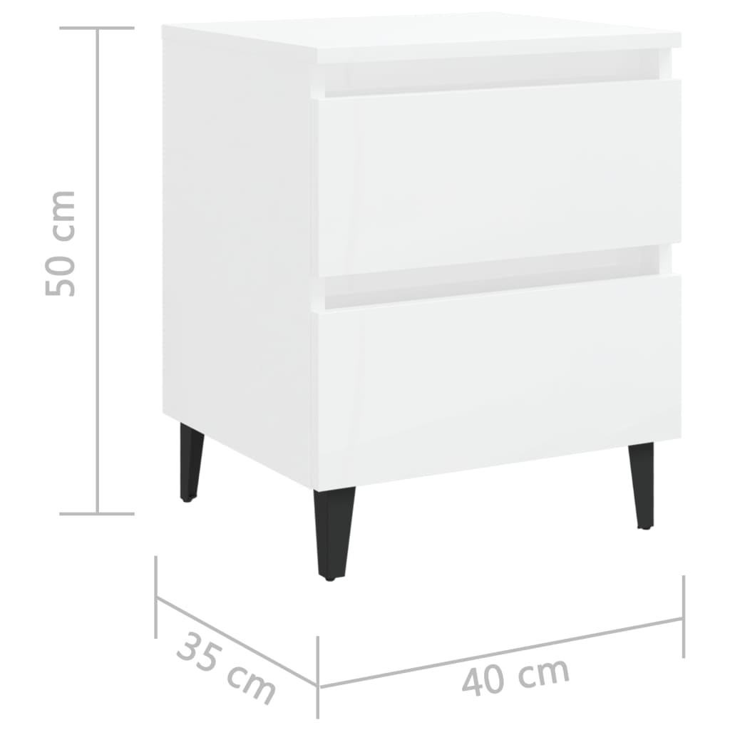 Comodini 2 pz Bianco Lucido 40x35x50 cm in Truciolato 805882