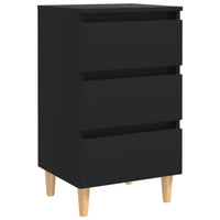 Comodino con Gambe in Legno Massello Nero 40x35x69 cm cod mxl 31215