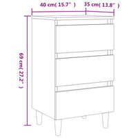 Comodini con Gambe in Legno Massello 2 pz Rovere 40x35x69 cm 805894