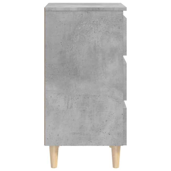 Comodini Gambe in Legno Massello 2 pz Grigio Cemento 40x35x69cm cod mxl 50111