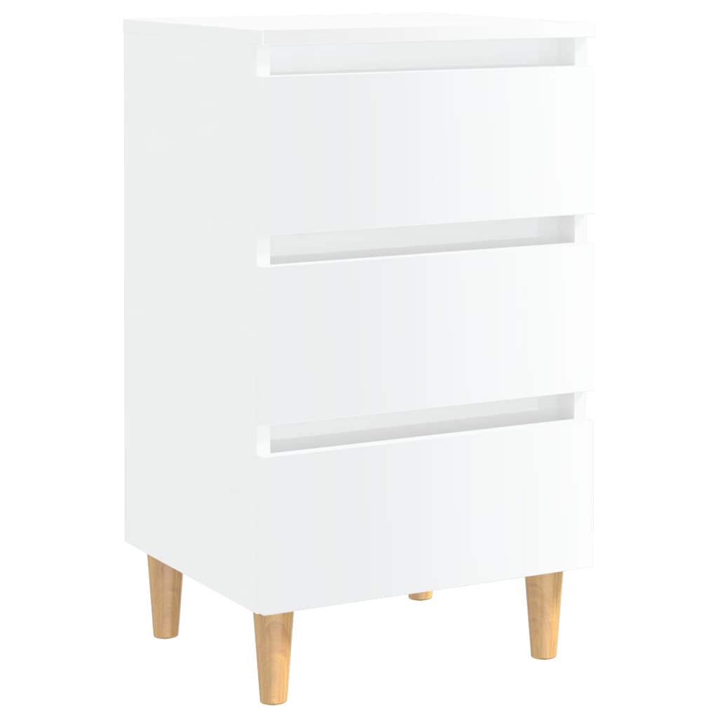 Comodini con Gambe in Legno 2 pz Bianco Lucido 40x35x69 cm cod mxl 31293