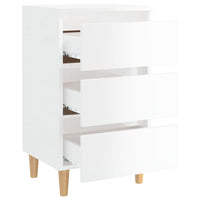 Comodini con Gambe in Legno 2 pz Bianco Lucido 40x35x69 cm cod mxl 31293