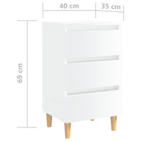 Comodini con Gambe in Legno 2 pz Bianco Lucido 40x35x69 cm cod mxl 31293