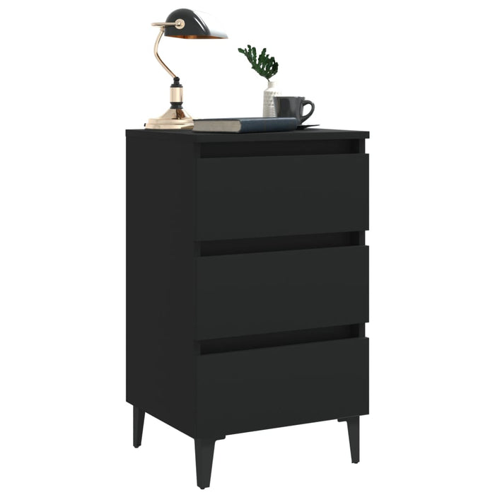 Comodino con Gambe in Metallo Nero 40x35x69 cm 805907