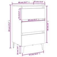 Comodino con Gambe in Metallo 2 pz Nero 40x35x69 cm cod mxl 30966