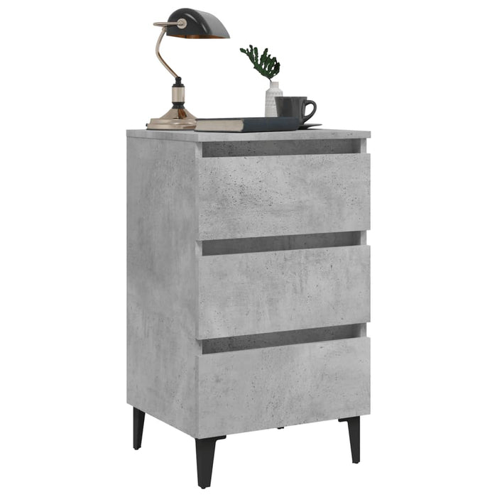 Comodino con Gambe in Metallo Grigio Cemento 40x35x69 cm 805913