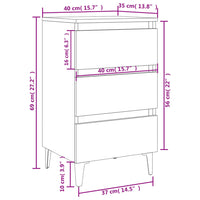 Comodino con Gambe in Metallo Grigio Cemento 40x35x69 cm 805913