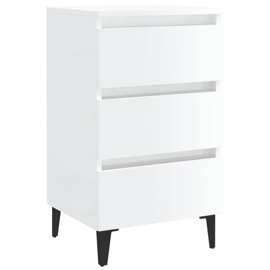 Comodino con Gambe in Metallo Bianco Lucido 40x35x69 cm cod mxl 31304