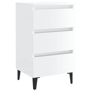 Comodino con Gambe in Metallo 2 pz Bianco Lucido 40x35x69 cm cod mxl 49494