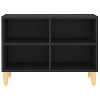 Mobile TV con Gambe in Legno Massello Nero 69,5x30x50 cm