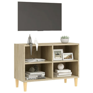 Mobile TV con Gambe in Legno Massello Rovere Sonoma 69,5x30x50 cm cod mxl 5866