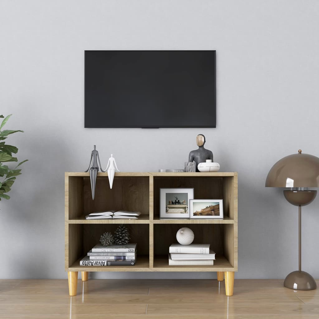 Mobile TV con Gambe in Legno Massello Rovere Sonoma 69,5x30x50 cm cod mxl 5866