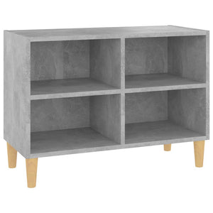 Mobile TV con Gambe Legno Massello Grigio Cemento 69,5x30x50 cm 805927