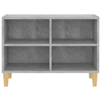 Mobile TV con Gambe Legno Massello Grigio Cemento 69,5x30x50 cm 805927