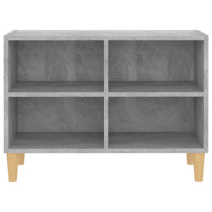 Mobile TV con Gambe Legno Massello Grigio Cemento 69,5x30x50 cm 805927