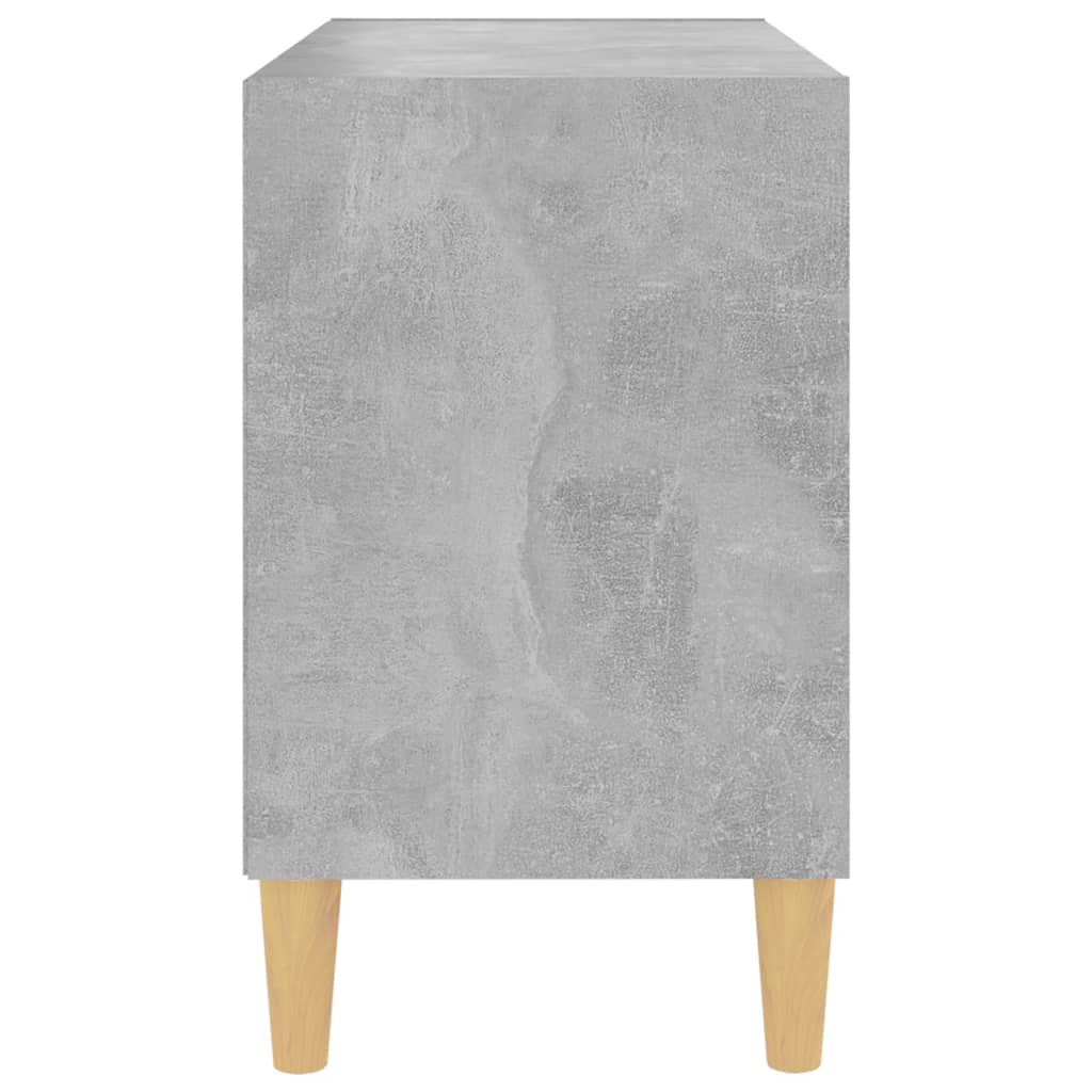 Mobile TV con Gambe Legno Massello Grigio Cemento 69,5x30x50 cm 805927