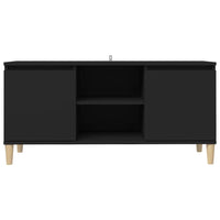 Comodino con Gambe in Legno Massello Nero 103,5x30x50 cm 805960