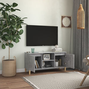 Mobile TV con Gambe in Legno Grigio Cemento 103,5x30x50 cm cod mxl 13305