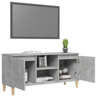 Mobile TV con Gambe in Legno Grigio Cemento 103,5x30x50 cm cod mxl 13305