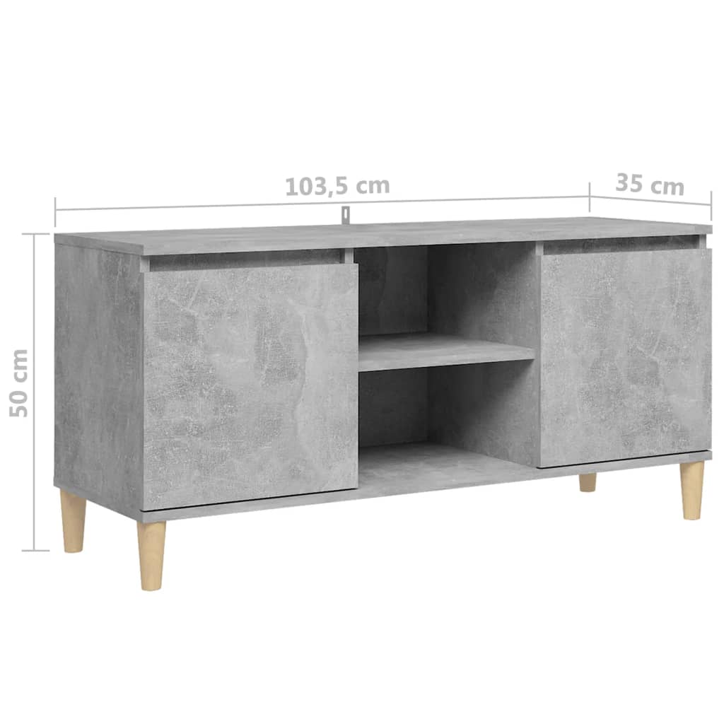 Mobile TV con Gambe in Legno Grigio Cemento 103,5x30x50 cm cod mxl 13305