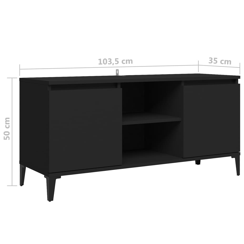 Mobile TV con Gambe in Metallo Nero 103,5x30x50 cm 805969