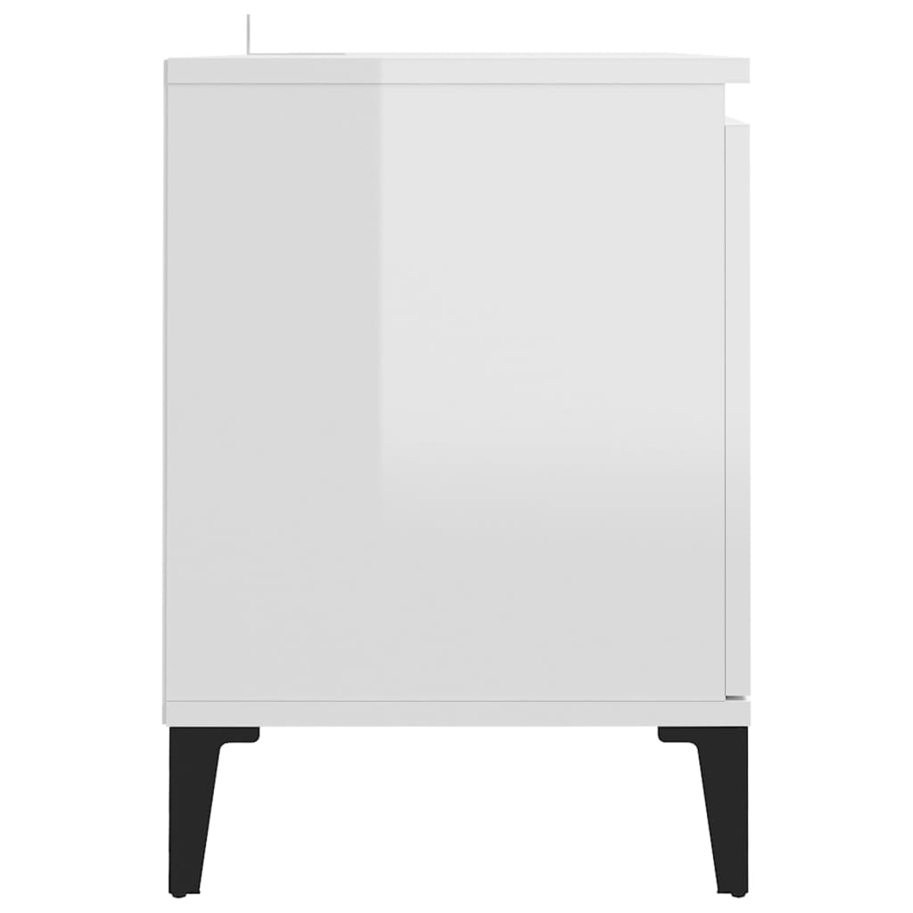 Mobile TV con Gambe in Metallo Bianco Lucido 103,5x35x50 cm