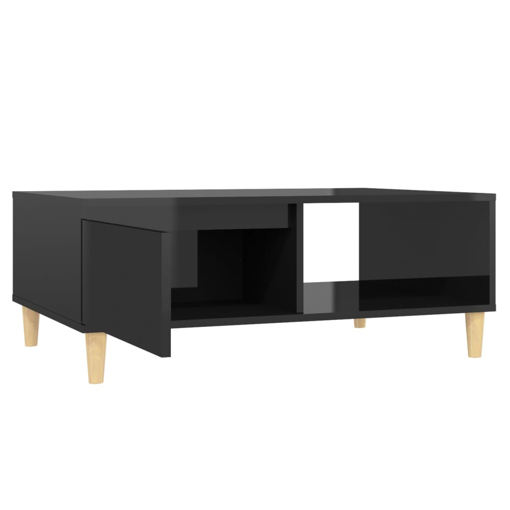 Tavolino da Salotto Nero Lucido 90x60x35 cm Legno Multistrato 806002