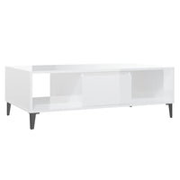 Tavolino da Salotto Bianco Lucido 103,5x60x35 cm in Truciolato cod mxl 19264