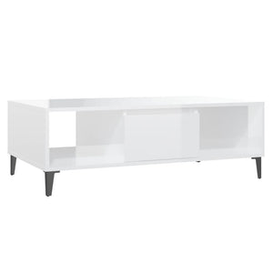 Tavolino da Salotto Bianco Lucido 103,5x60x35 cm in Truciolato 806028