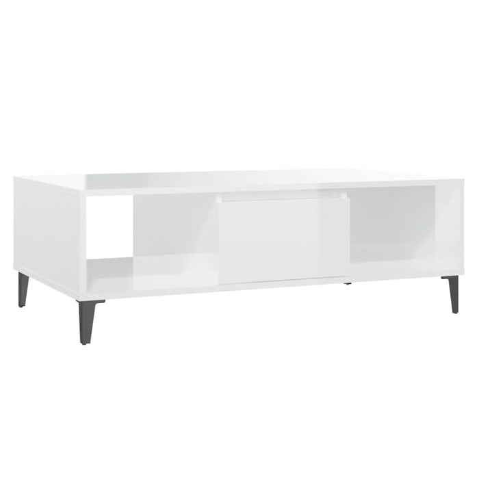 Tavolino da Salotto Bianco Lucido 103,5x60x35 cm in Truciolato 806028