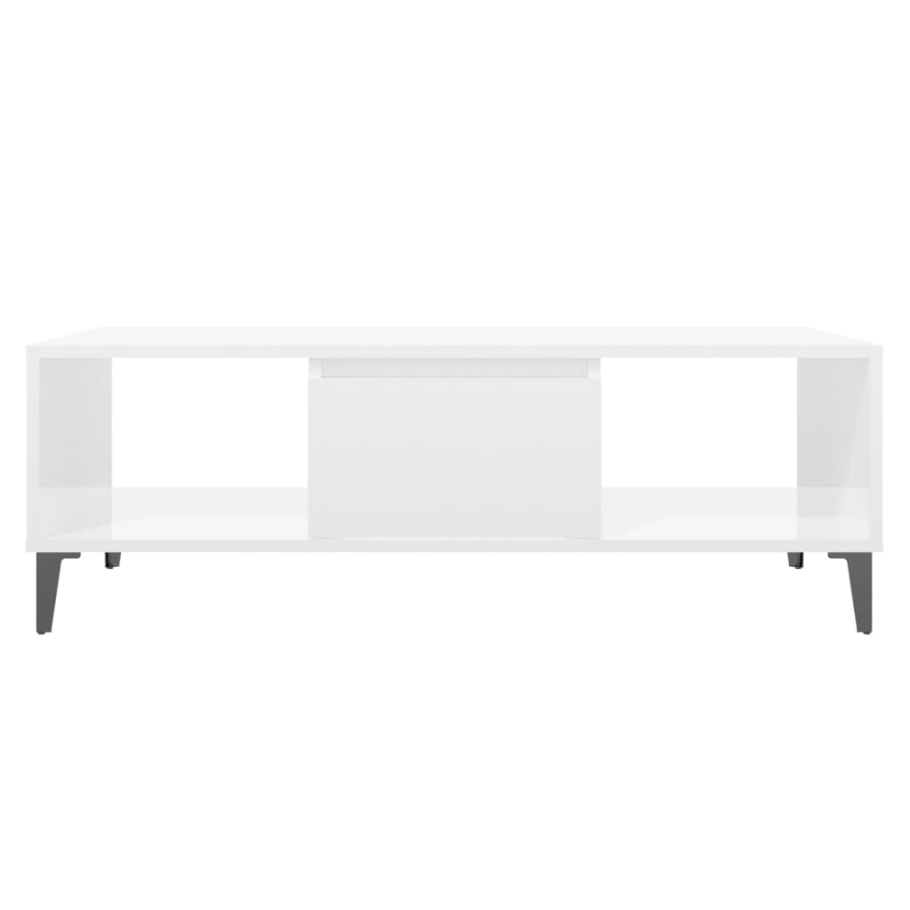 Tavolino da Salotto Bianco Lucido 103,5x60x35 cm in Truciolato 806028