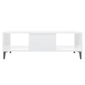 Tavolino da Salotto Bianco Lucido 103,5x60x35 cm in Truciolato 806028