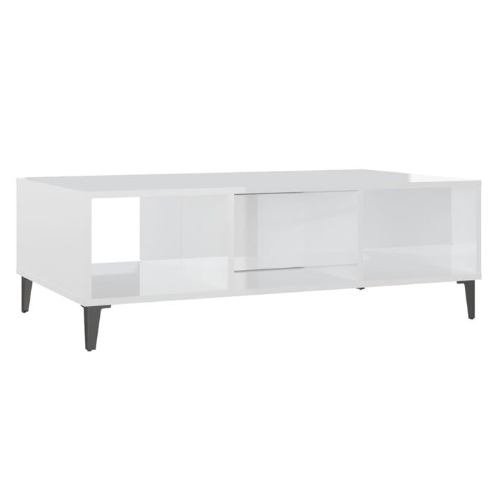 Tavolino da Salotto Bianco Lucido 103,5x60x35 cm in Truciolato 806028