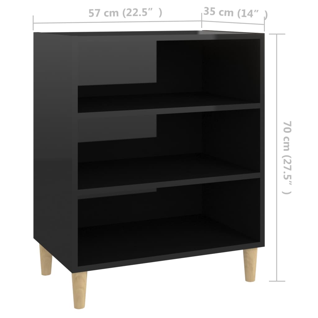 Credenza Nero Lucido 57x35x70 cm in Truciolato cod mxl 13392