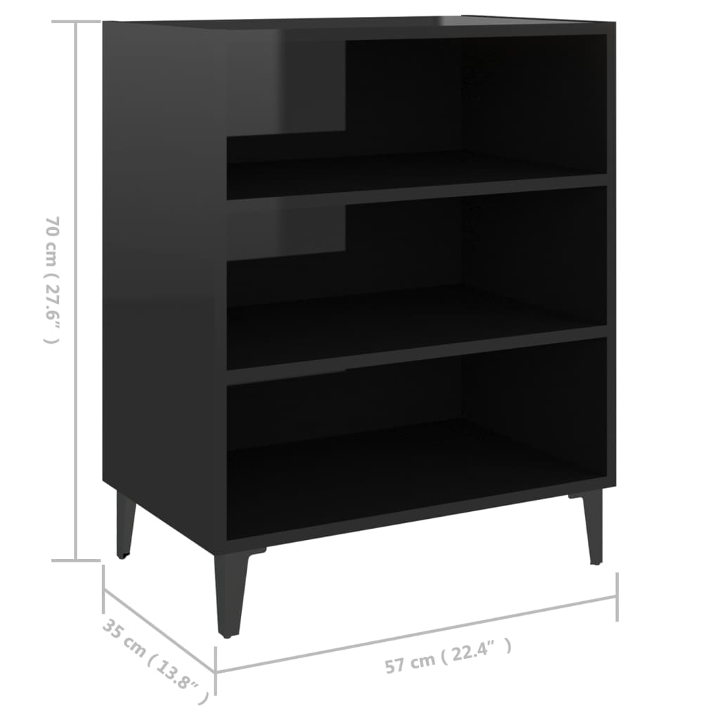 Credenza Nero Lucido 57x35x70 cm in Truciolato