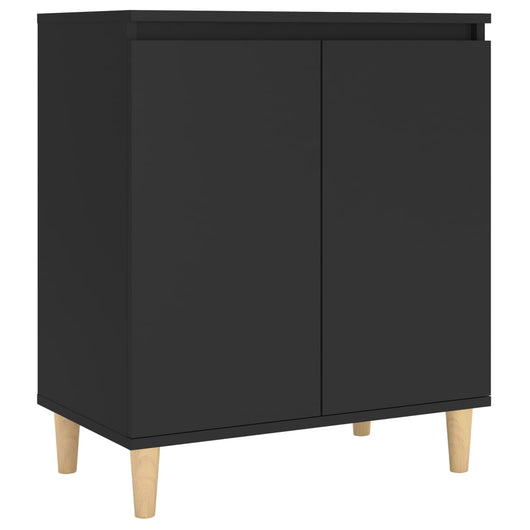 Credenza con Gambe in Legno Massello Nera 60x35x70cm Truciolato cod mxl 12593