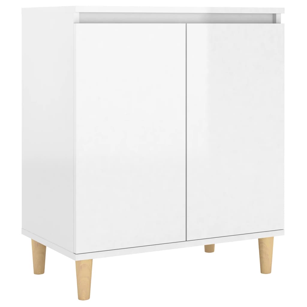 Credenza Gambe Massello Bianco Lucido 60x35x70cm Multistrato 806073