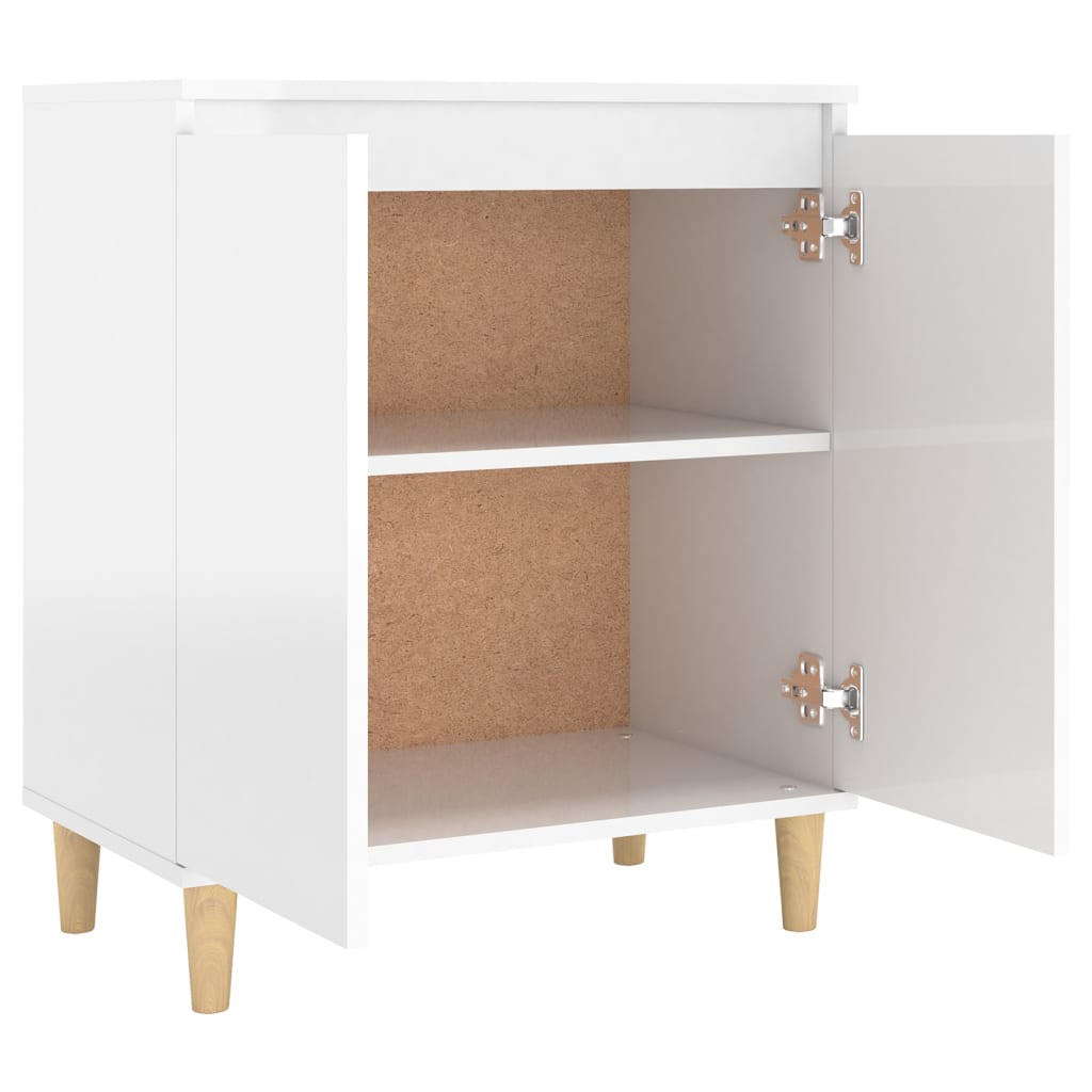 Credenza Gambe Massello Bianco Lucido 60x35x70cm Multistrato 806073