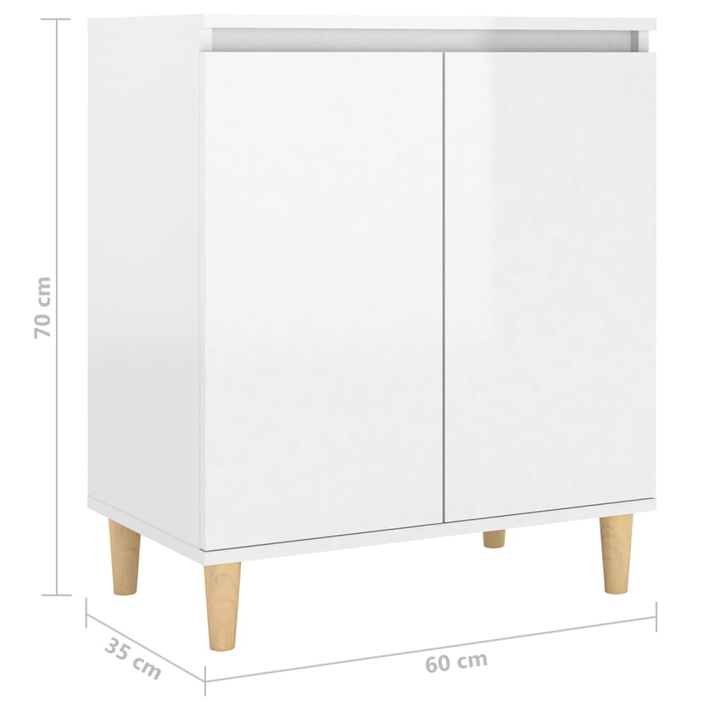 Credenza Gambe Massello Bianco Lucido 60x35x70cm Multistrato 806073