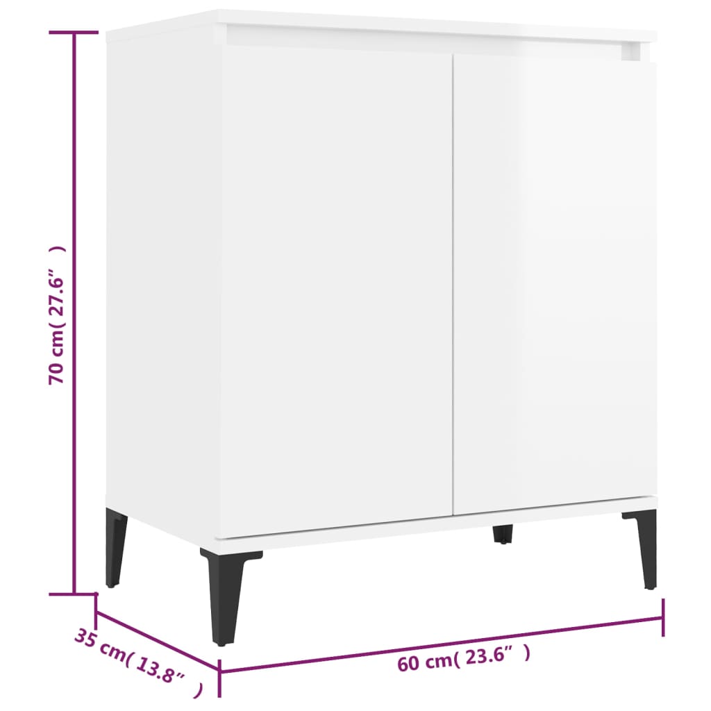 Credenza Bianco Lucido 60x35x70 cm in Truciolato cod mxl 6667