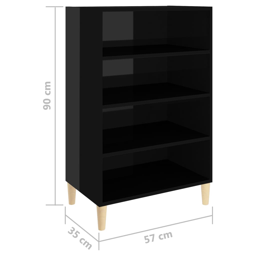 Credenza Nero Lucido 57x35x90 cm in Truciolato 806128