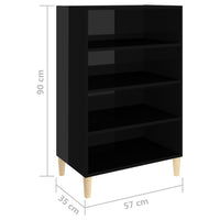 Credenza Nero Lucido 57x35x90 cm in Truciolato 806128