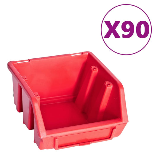 Kit Contenitori 96 pz con Pannelli a Parete Rosso e Nero 150806