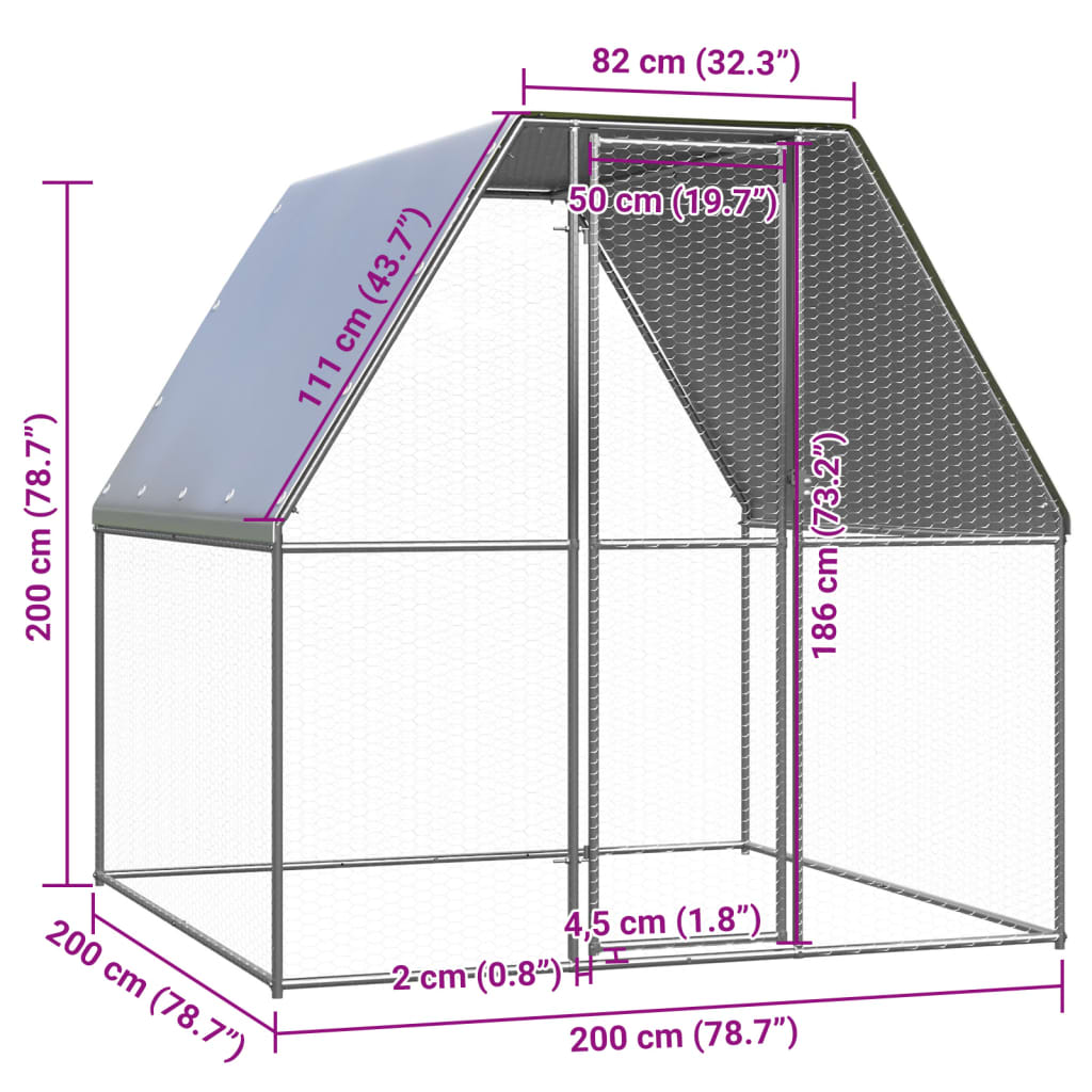 Gabbia per Polli da Esterno 2x2x2 m in Acciaio Zincato cod mxl 53218